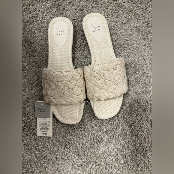 a new day Shoes - A New Day Women's Tan Woven Slide Sandals